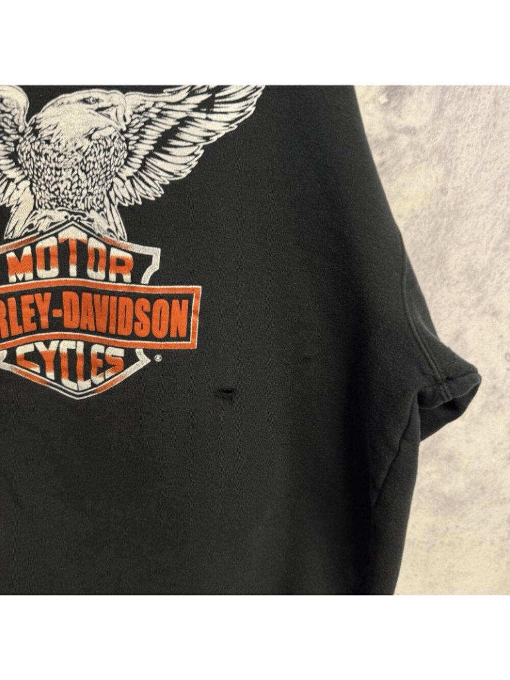 Harley Davidson Hoodie Sweatshirt Mens 2XL Black Y2k Graphic Print Eagle Biker - Picture 10 of 13